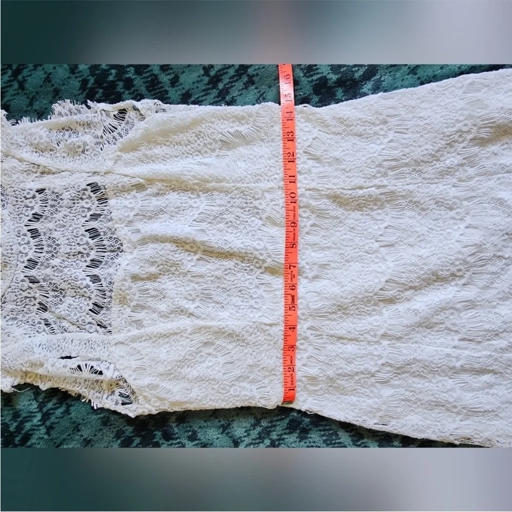 Free People Ivory Lace Mini Dress Open Back NWT Romantic Cottagecore Size Large